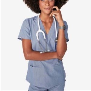 FIGS Heather Indigo Casma Scrub Top XS